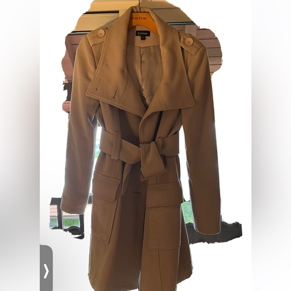 Bebe. Trench coat. Used. Size M. Grey with a hint of lilac color. - Picture 7 of 17